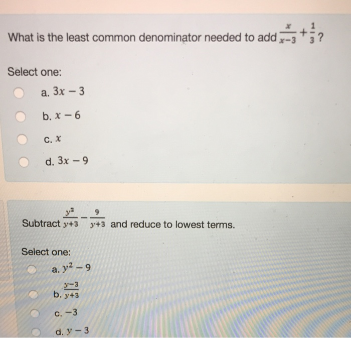 least common denominator