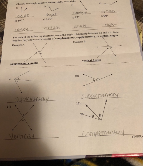 Solved Classify each angle as acute, obtuse, right, or
