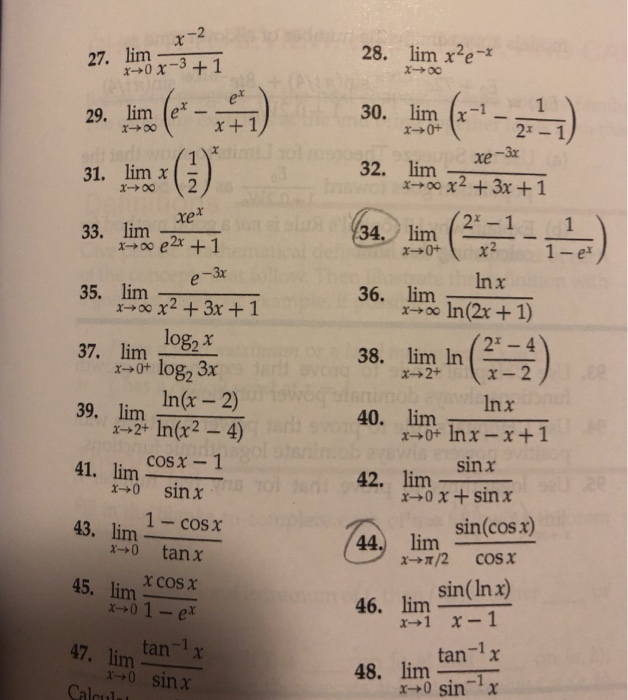 Solved Calculate Each Of The Limits In Exercises 21 48 S Chegg Com