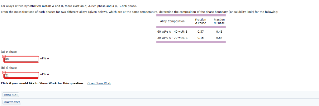 For Alloys Of Two Hypothetical Metals A And B There Chegg 