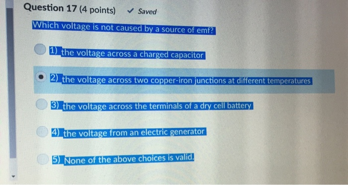 Solved Question 17 4 Points Saved Which Voltage Is Not Question 17 4 Points Saved Which Voltage Is Not Caused By A Source Of