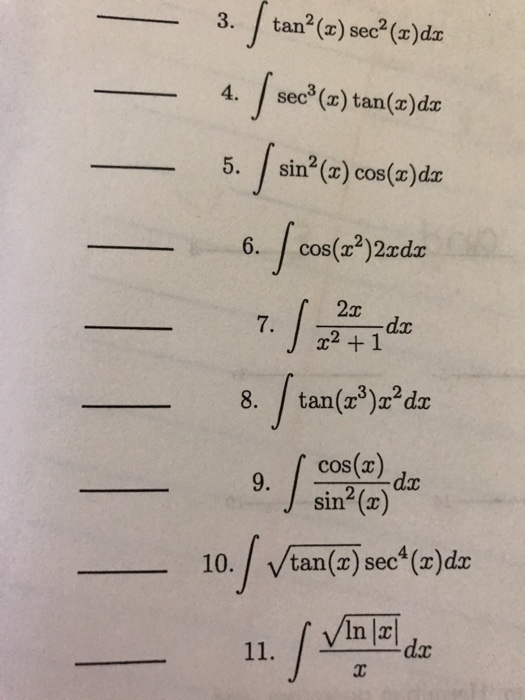 Solved Integral Tan 2 X Sec 2 X Dx Integral Sec 3 X Chegg Com