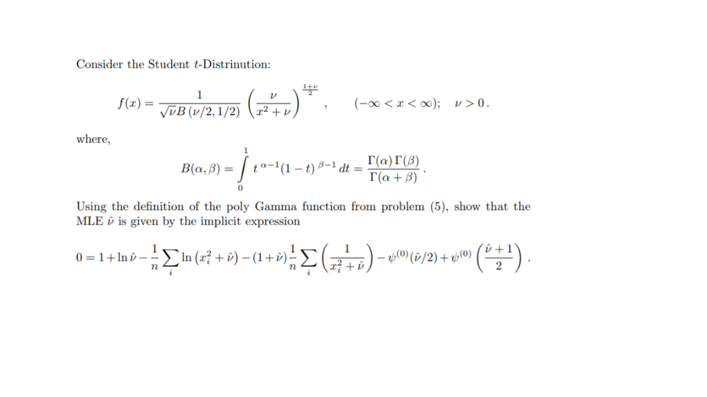 Solved Consider The Student T Distrinution F X Where B Chegg Com