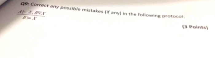 a9: Correct any possible mistakes (if any) in the following protocol AFX.BV 3 Points