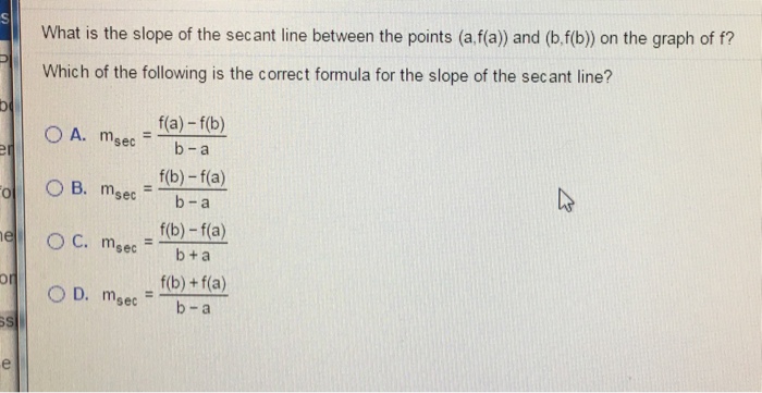 Solved What Is The Slope Of The Secant Line Between The P Chegg Com