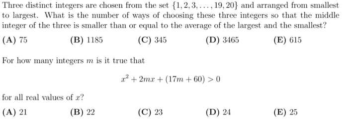 Solved Three Distinct Integers Are Chosen From The Set 1