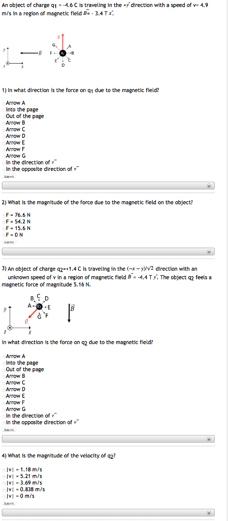 Solved An Object Of Charge Q1 4 6 C Is Traveling In The Y Chegg Com