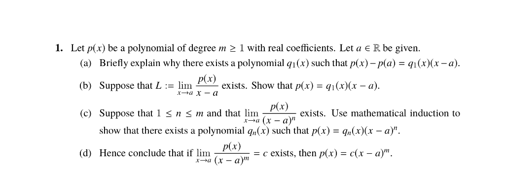 Solved 1 Let P X Be A Polynomial Of Degree M 1 With R Chegg Com