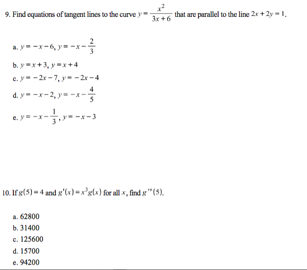 Solved U2 9 Find Equations Of Tangent Lines To The Curve Chegg Com