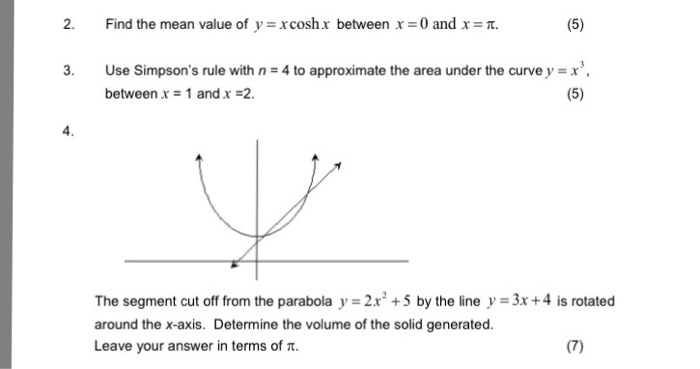 Solved Find The Mean Value Of Y X Cosh X Between X 0 And X Chegg Com