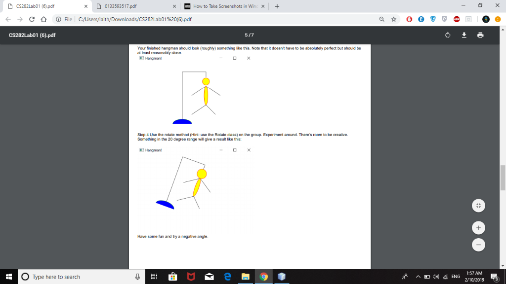 CS282Lab01 (6),pdf С CS282Lab01 (6).pdf x0133593517 pdf How to Take Screenshots in Win x (D File | C:/Users/laith/Downloads/C