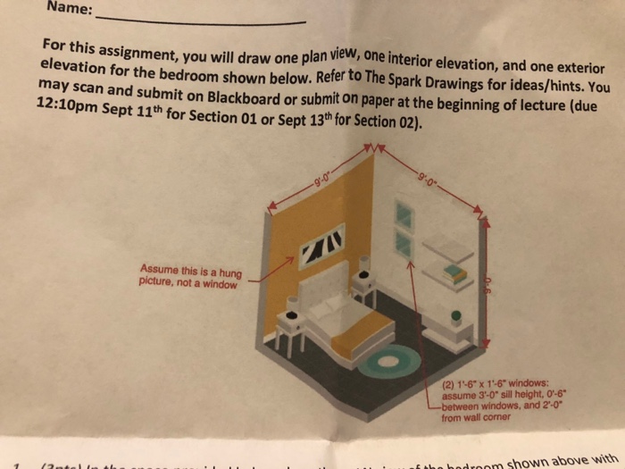 Solved Draw The Plan View Of The Bedroom Shown Above With