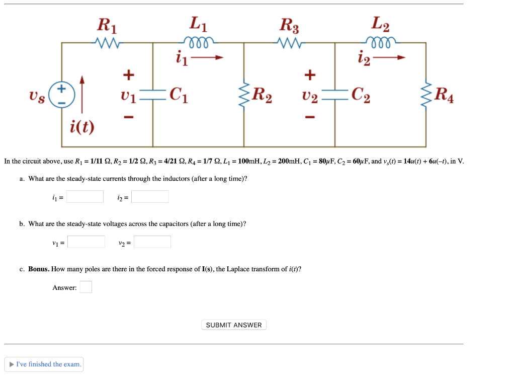 Solved R2 U2 0 4 I T In The Circuit Above Use R 1 11 Chegg Com