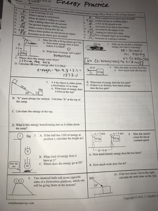 Solved Ay Prachce L Potential Energy Pe Kinetic Energ Chegg Com