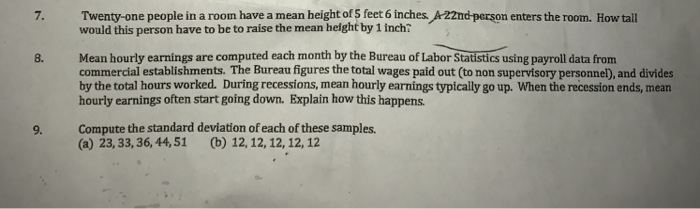 Twenty One People In A Room Have A Mean Height Of 5 Chegg Com