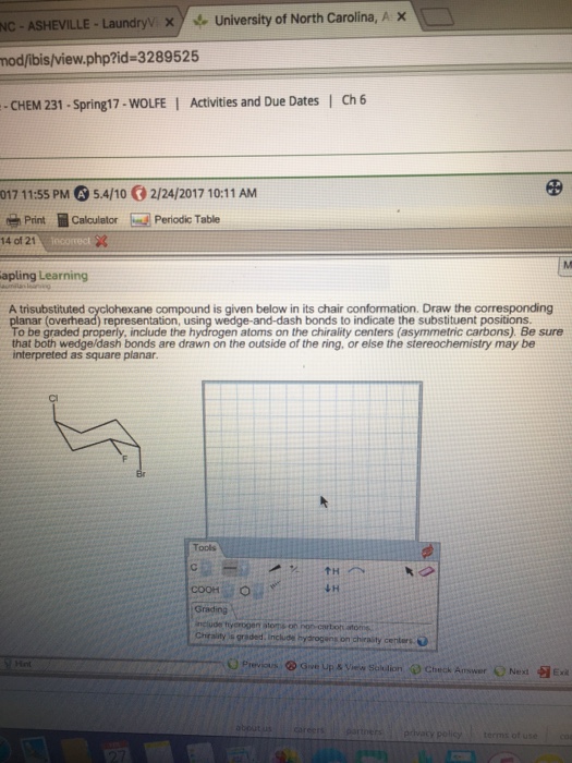 Solved A Trisubstituted Cyclohexane Compound Is Given Bel