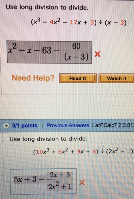 Solved Use Long Division To Divide X 3 4x 2 17x 3 Chegg Com