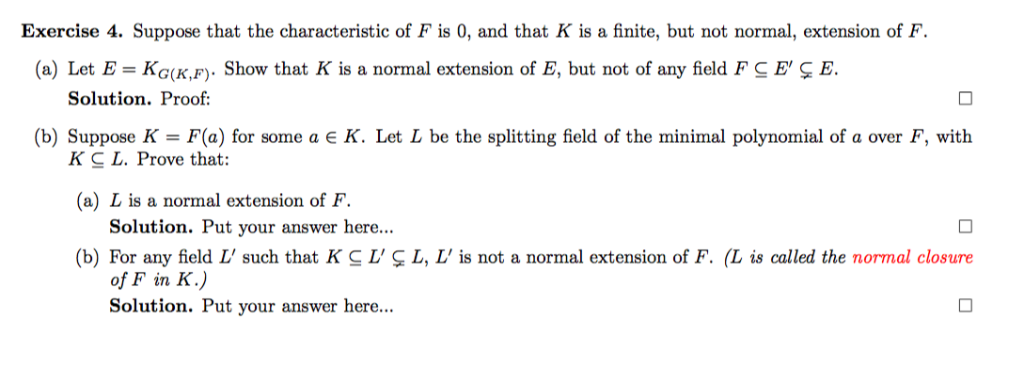 Solved Exercise 4 Suppose That The Characteristic Of F I Chegg Com