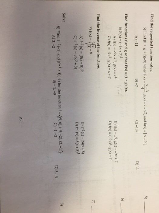 Find The Requested Function Value