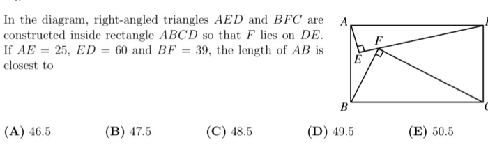 Solved In The Diagram Right Angled Triangles Aed And Bfc Chegg Com