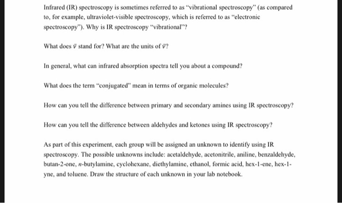 Solved Infrared Ir Spectroscopy Is Sometimes Referred T Chegg Com