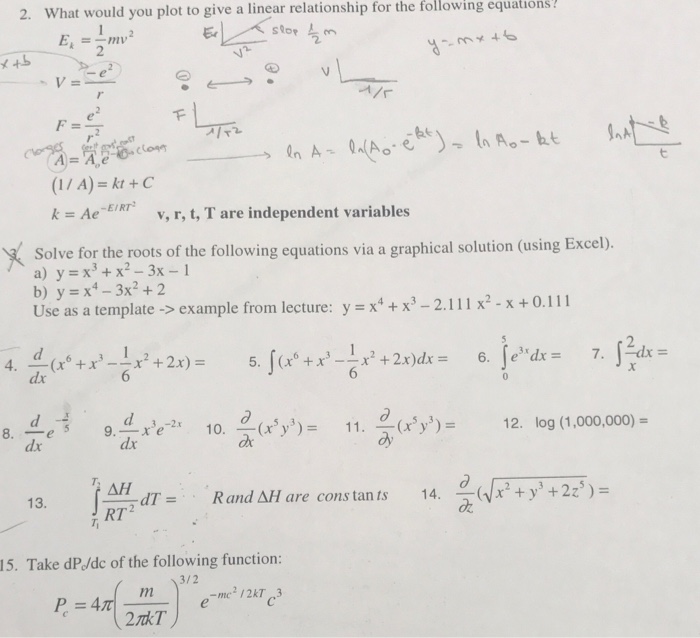 Solved What Would You Plot To Give A Linear Relationship Chegg Com