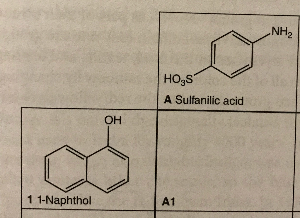 NH2 HO3S A Sulfanilic acid он A1 1 1-Naphthol