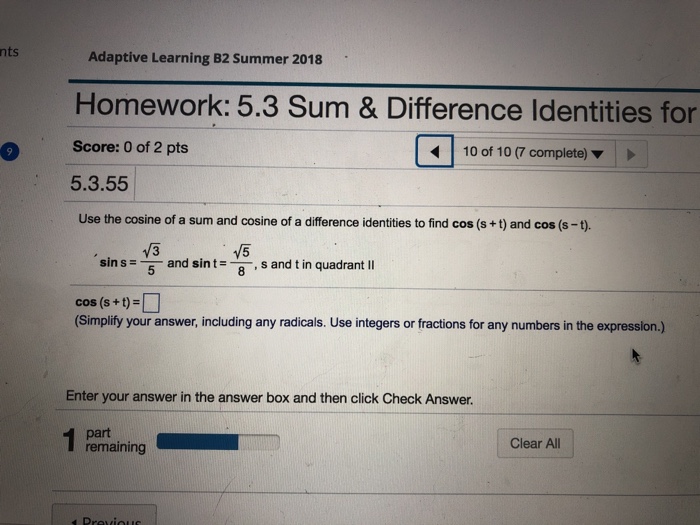 Solved Adaptive Learning B2 Summer 2018 Homework 5 3 Sum Chegg Com