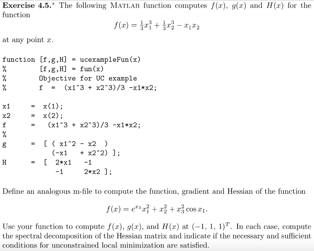 Solved Exercise 45 Following Matlab Function Computes F X G R H X Function Point X F G H F G H O Q