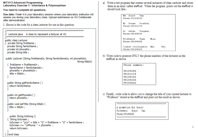 Solved Done Part B C Code Public Class Lecturer Private S