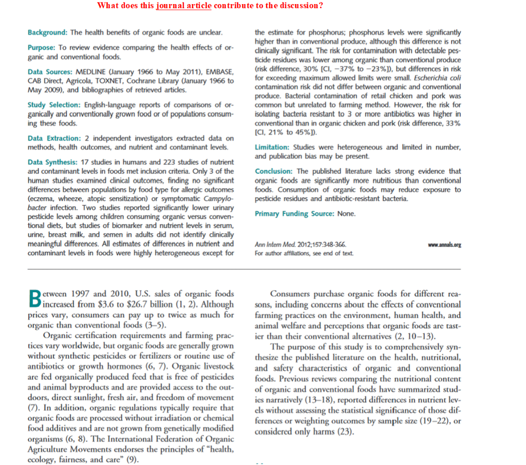 Solved What does this journal article contribute to the