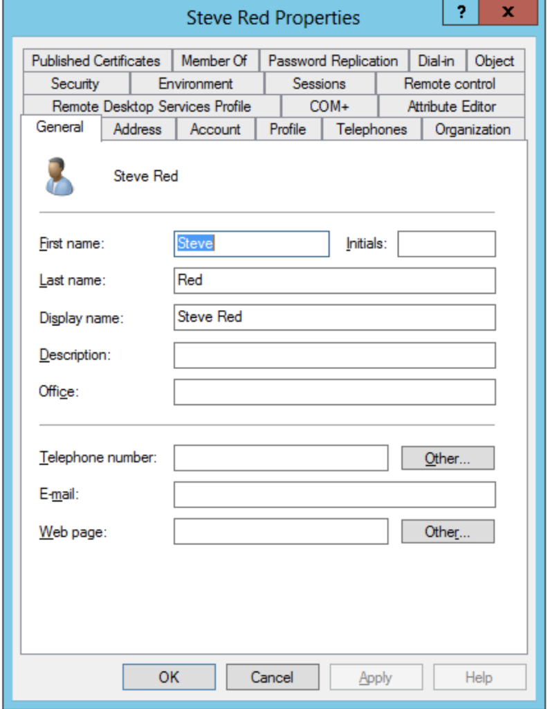User property name