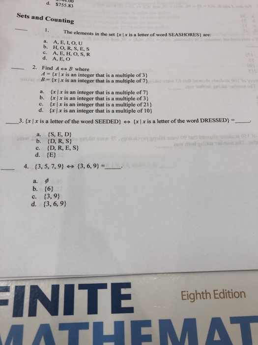 Solved D 755 Sets And Counting 1 The Elements In Th Chegg Com