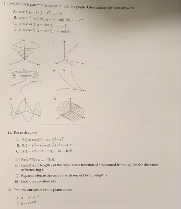 Solved Match Each Parametric Equation With Its Graph Giv Chegg Com