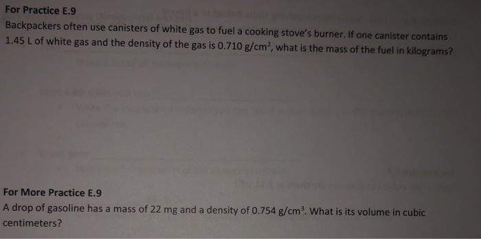 Solved For Practice E 9 Backpackers Often Use Canisters Of Chegg Com