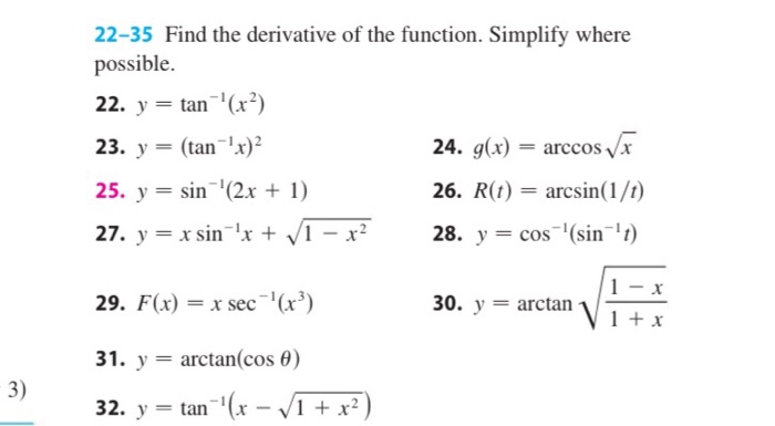 Solved 22 35 Find The Derivative Of The Function Simplif Chegg Com