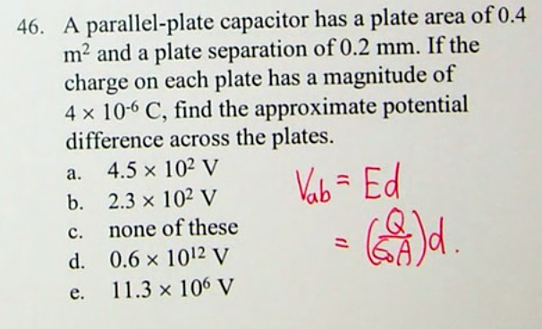 What is the charge in each plate of a parallel plate capacitor, if