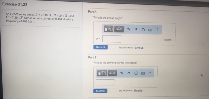 Solved Exercise 31 23 An L R C Series Circuit L 0 115 H R A Chegg Com