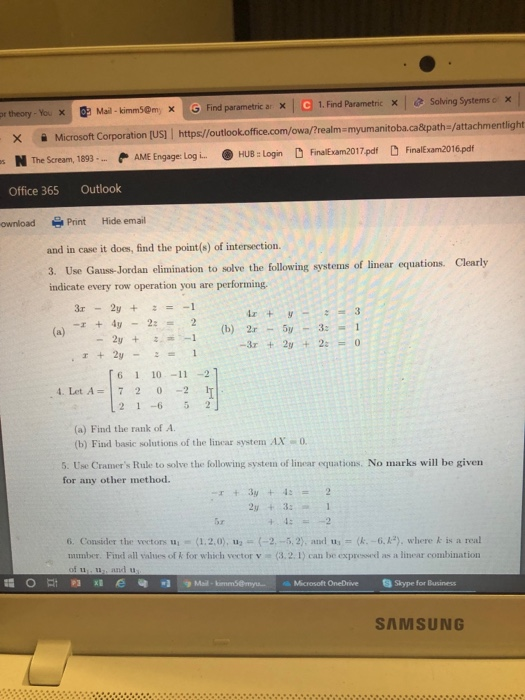 Solved E 1 Find Parametre Solving Systems O X Mal Chegg Com