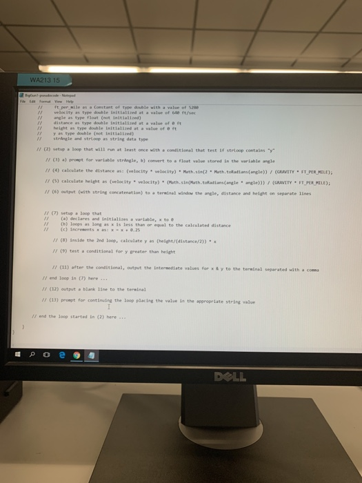 WA213 1 type double with ft per sile as a Constant of t a value of 5284e / velocity as type double initialized at a value of