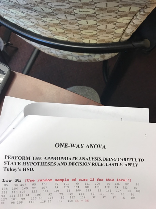 One Way Anova Perform The Appropriate Analysis Be