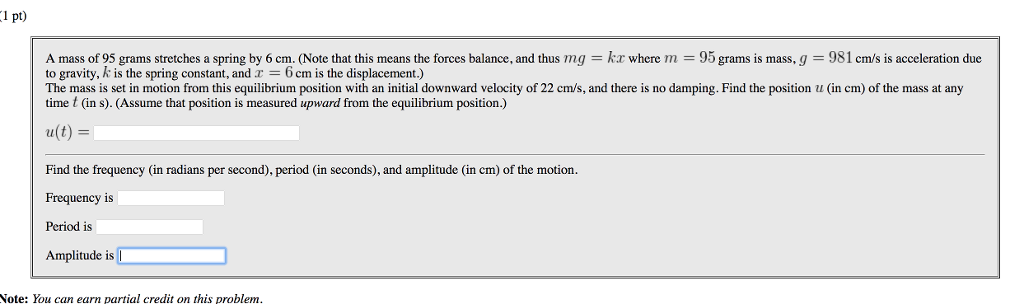 1 Pt A Mof 95 Grams Stretches A Spring By 6 Cm 1 Pt A Mof 95 Grams Stretches A Spring By 6 Cm