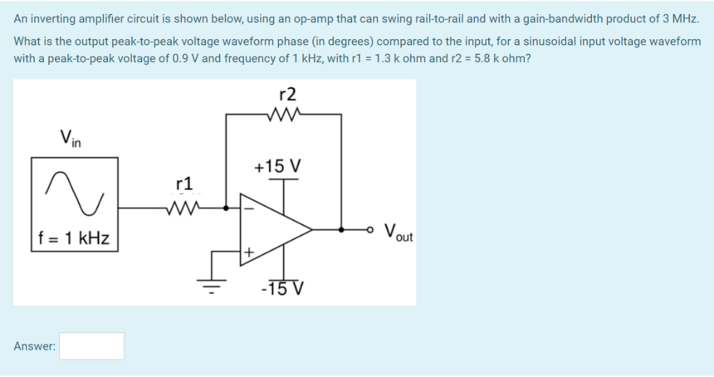 Solved An Inverting Amplifier Circuit Is Shown Below Usi