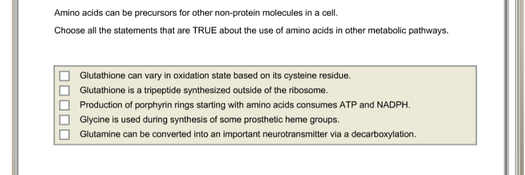 Solved Amino acids can be precursors for other non-protein | Chegg.com Solved Amino acids can be precursors for other non-protein | Chegg.com