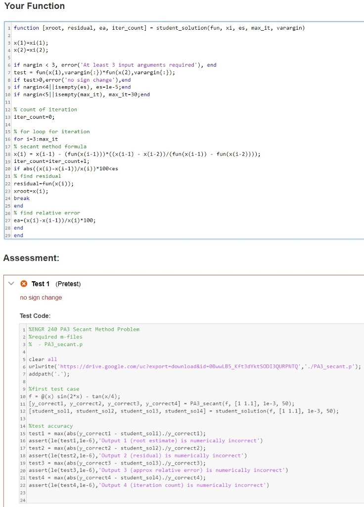 Solved Matlab Coding Problem Needs Changed Pass Pretests Coding Error Message Problem Q