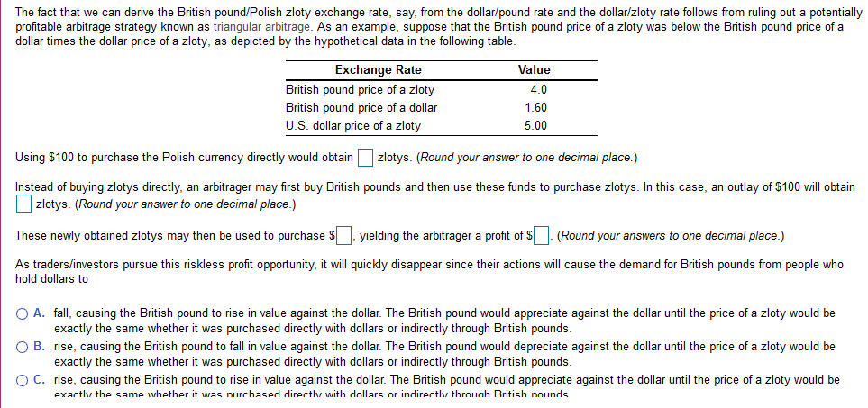 Solved The Fact That We Can Derive British Pound Poli The Fact That We Can Derive British Pound Polish Zloty Exchange Rate