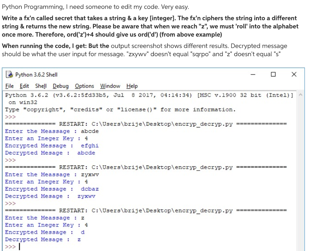 Solved Python 3 Program Stored All The Letters In Order Chegg Com