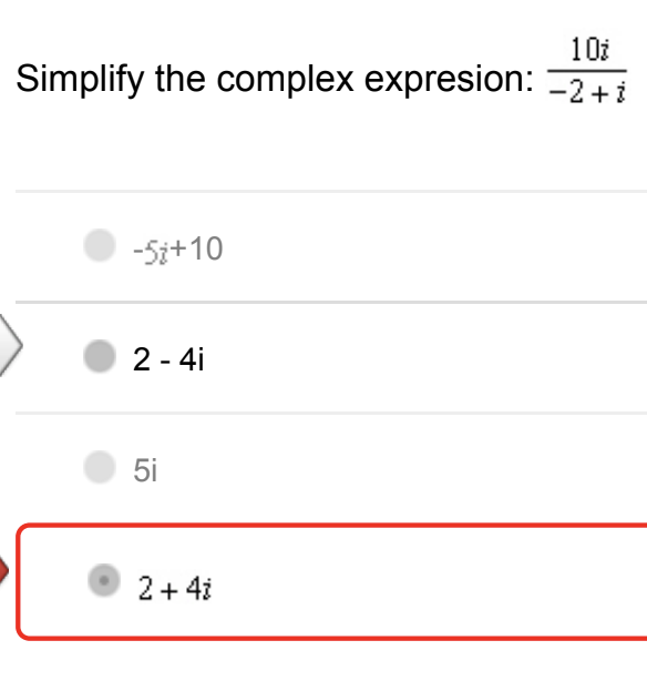 10i Simplify The Complex Expresion 2 5i 10 2 4i 5i Chegg Com