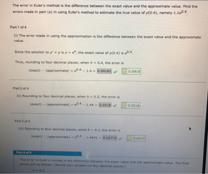 Solved Exercise A Use Euler S Method With Each Of The F Chegg Com