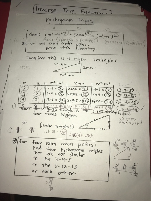 Solved Pythagorean Triples I Ve Marked Chegg Com